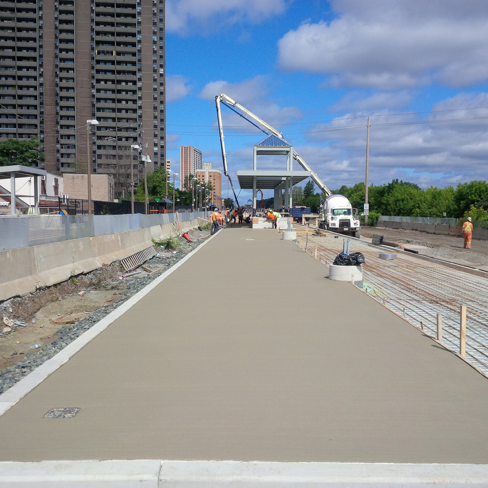 Concrete platform and sidewalk work at Weston GO Station, Toronto